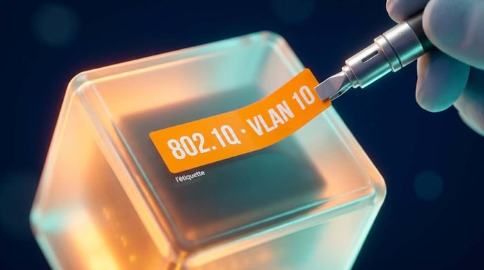 le tag 802.1Q, l'étiquette collée sur une trame qui indique son numéro de VLAN