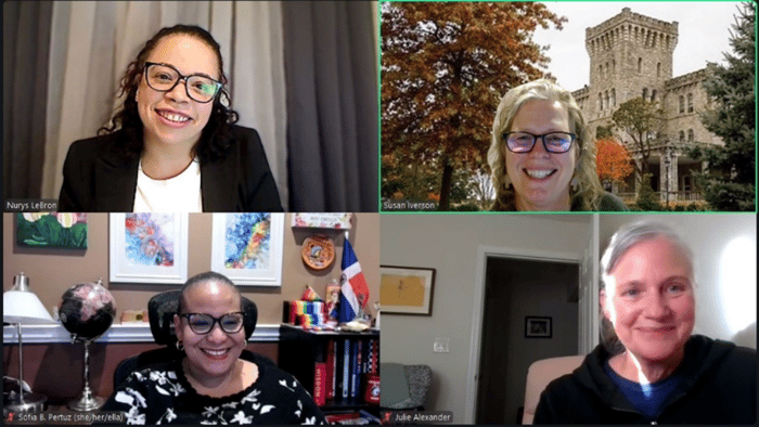 screenshot of four people in dissertation zoom meeting