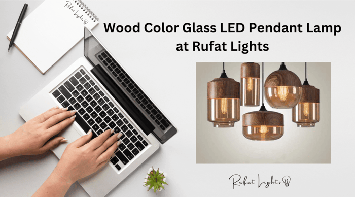 Wood Color Glass LED Pendant Lamp at Rufat Lights