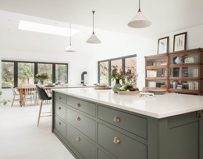 Green kitchens bespoke kitchen kitchen extension