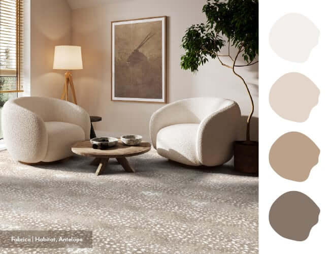 Warm neutral carpet colors for fall — taupe, caramel, and honey beige create a timeless, cozy home look.