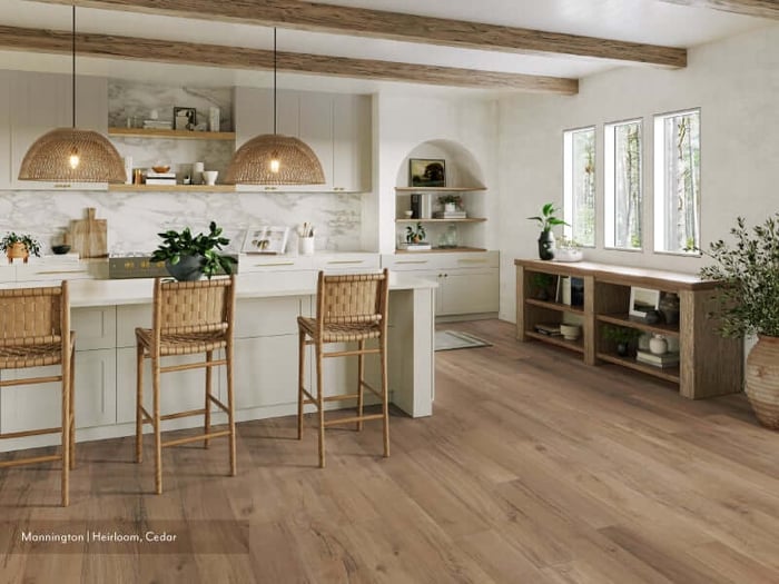 Modern kitchen featuring luxury vinyl and tile — showcasing the best flooring for kitchens in 2025.