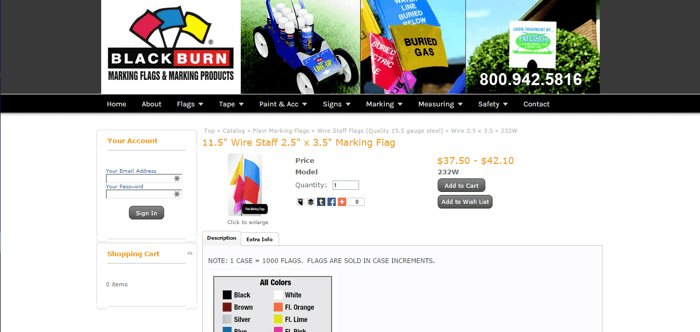 first Blackburn website marking flag order page