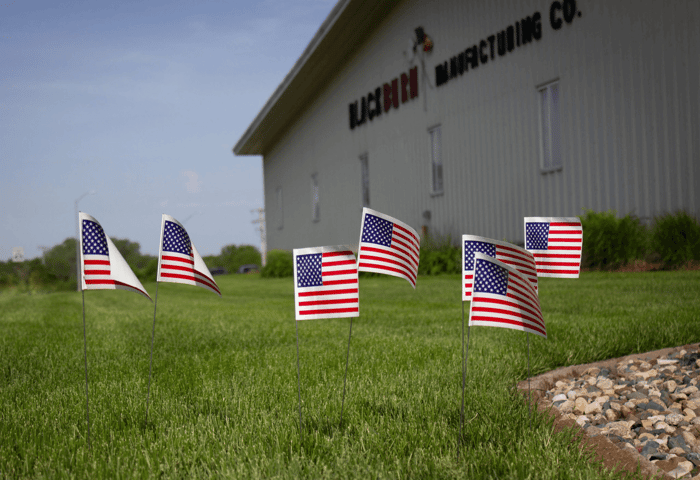 poly American flags in yard