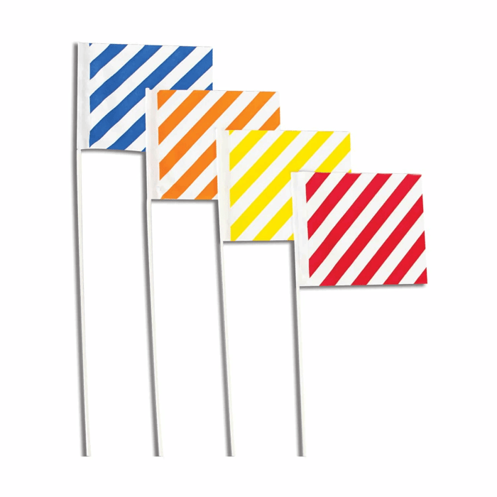 four striped vinyl marking flags