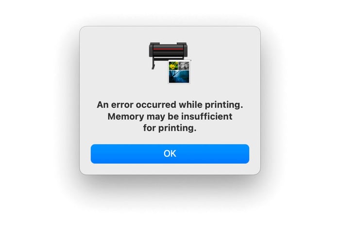 Canon Professional Print & Layout - Insufficient Memory Error Bug Fix