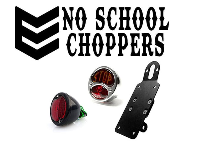 No School Choppers License Plate Frame & Tail Lights for Harley Models