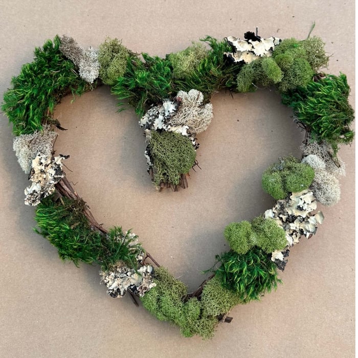 Heart-Shaped Preserved Moss Wreath for Valentine’s Day & Spring Decor