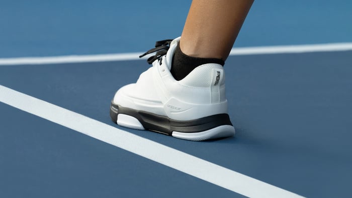 Outdoor pickleball shoes on a court