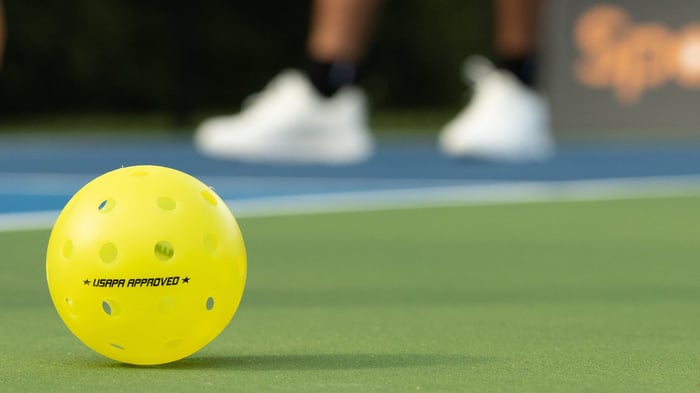 Close up shot of a pickleball
