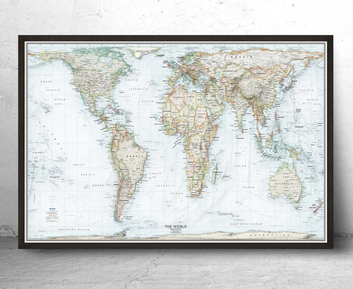 Gall-Peters World Map Shown in Frame - Map Projections Explained