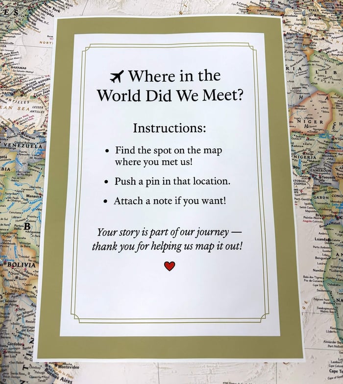 Wedding guest book alternative - push pin map!