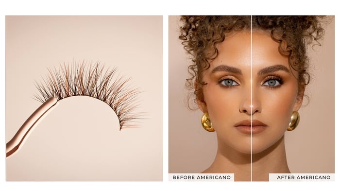 Before & After of Americano false lash
