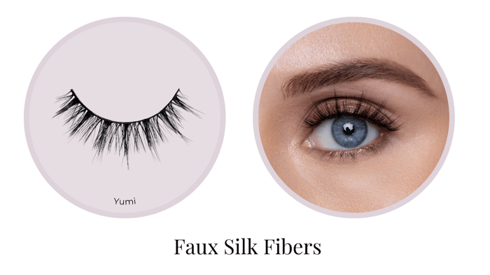 Faux silk false lash shown on a deep set eye
