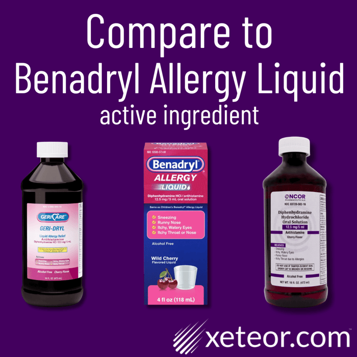 Benadryl Allergy Liquid - Generic Alternatives