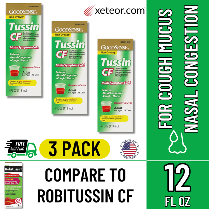 Robitussin Generic Alternatives - GoodSense Tussin CF