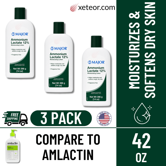 Major ammonium lactate 12% lotion 3 pack compare to AmLactin
