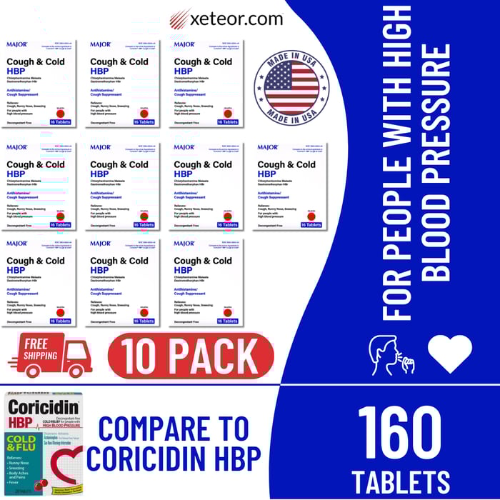 Major Cough & Cold HBP - Compare to Coricidin HBP - 10 Pack