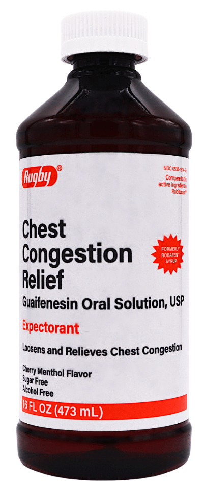 Rugby Chest Congestion Relief Guaifenesin Oral Solution Cherry Flavor - 16 Fl Oz (Robitussin)