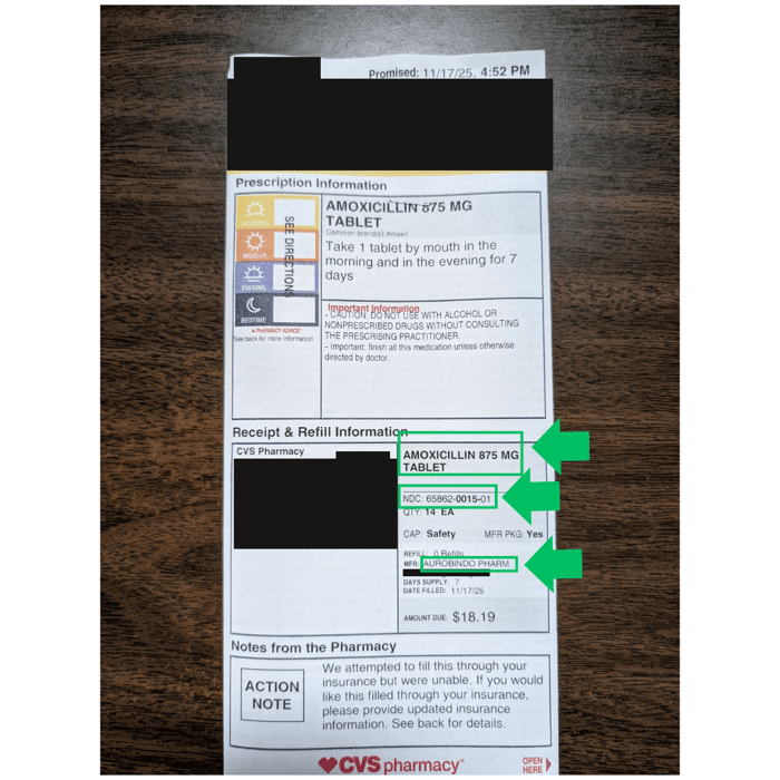 Where to find NDC Number and Manufacturer on your prescription - RX Quality Ladder