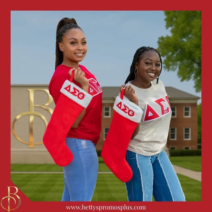 Delta Sigma Theta red Christmas stocking for holiday decorating