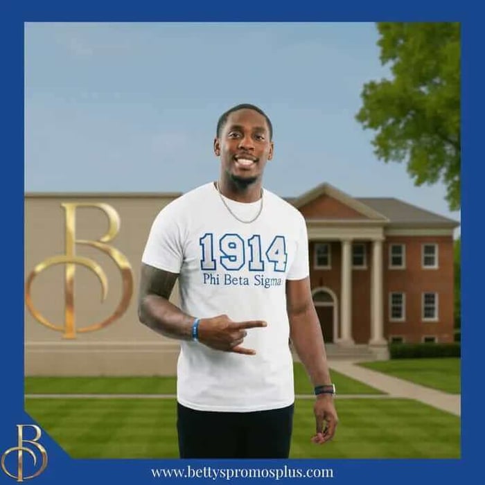 Phi Beta Sigma founding year embroidered t-shirt in blue cotton with 1914