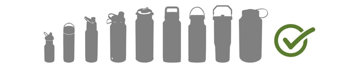 The ChicoBag Bottle Sling is designed to fit: Yeti up to 46oz, Hyrdoflask up to 40oz, Klean Kanteen up to 40oz, Stanley up to 1.5 liters and Nalgene up to 48oz.