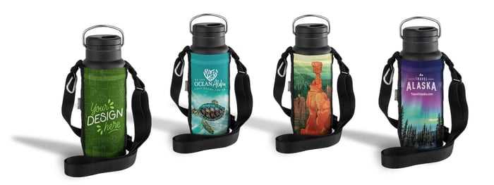 Image of 4 different customized bottle slings
