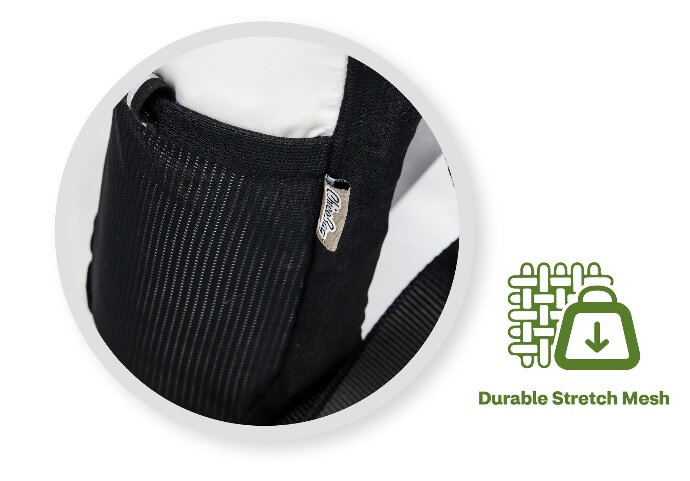 Image showing mesh, with icon showing durable stretch mesh