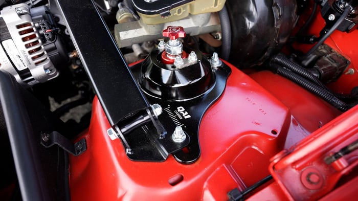 QA1 caster camber kit with proma star strut and strut tower brace on third gen trans am