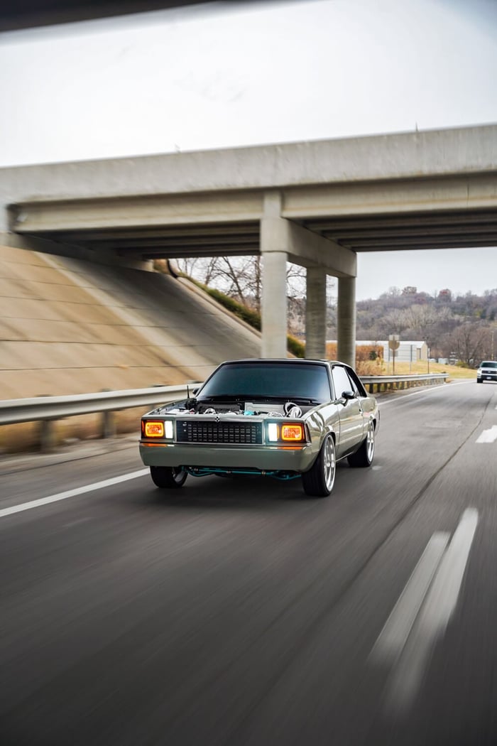 A rolling shot of the Malibu on the highway, demonstrating its street-friendly drivability.