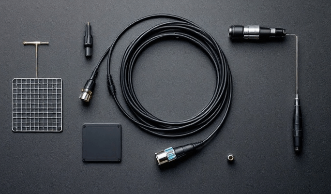 GPS Antenna Cable & Connector Flat Lay