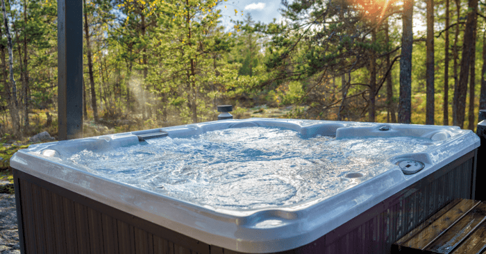 4 person hot tub in a beautiful forest landscape