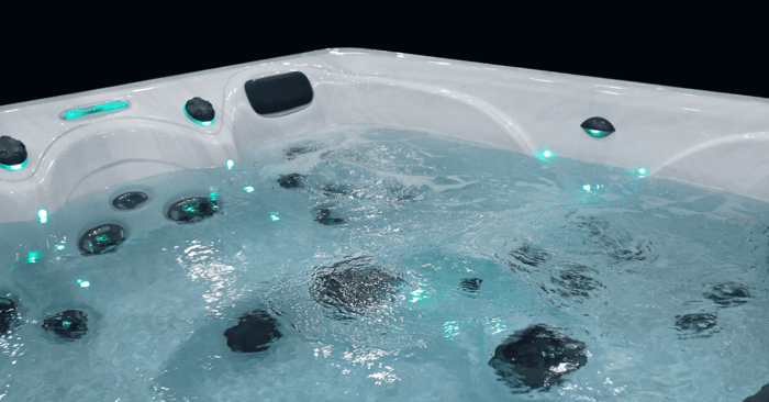 corner whirlpool tub with hydro massaging and lights
