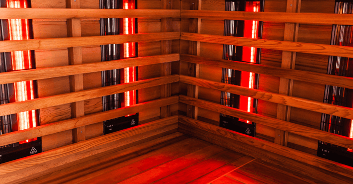 far infrared sauna interior small and wooden in a spa