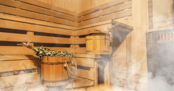finlandia sauna with classic wooden interior