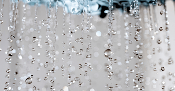 freestanding shower water falling from above