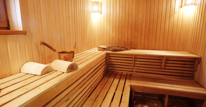 home sauna steam room well-lit and cozy