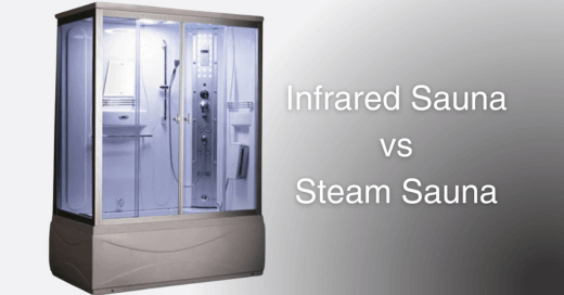Infrared Sauna vs Steam Sauna Title on an image of the Mesa WS-905 Steam Shower With A Jetted Tub