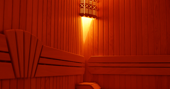 sauna bathtub depicted by almost red or orange light