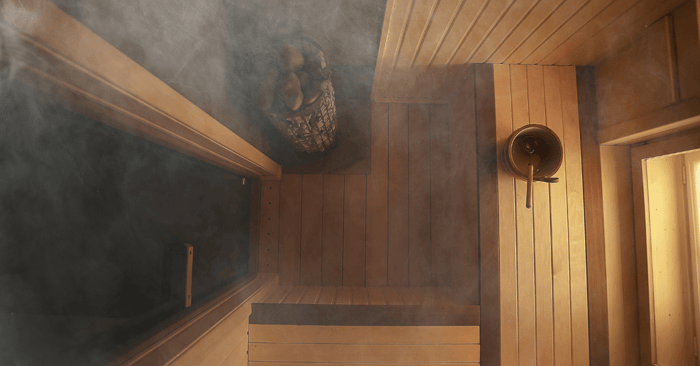 sauna for home foggy smoky, view from the top