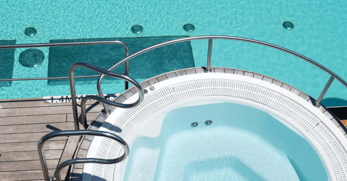swim spa hot tub looking all blue and fresh