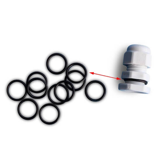 Un conector de plástico blanco con anillos negrosDescripción generada automáticamente con un nivel de confianza medio