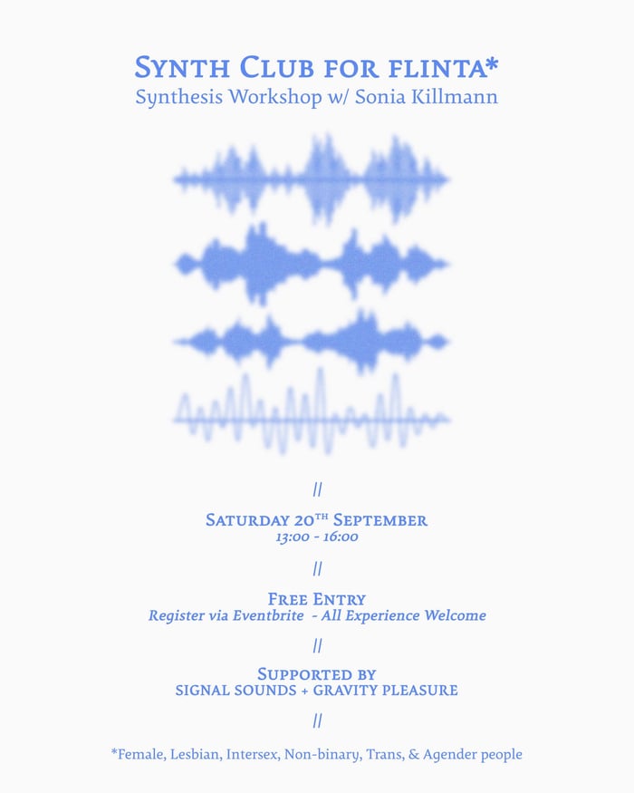 Synth Club for FLINTA poster with summary of event details
