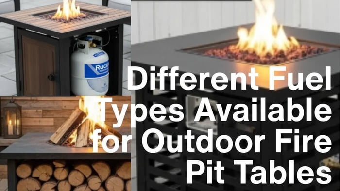 propane fire pit tables, gas fire pit table and wood burning fire pit table side by side