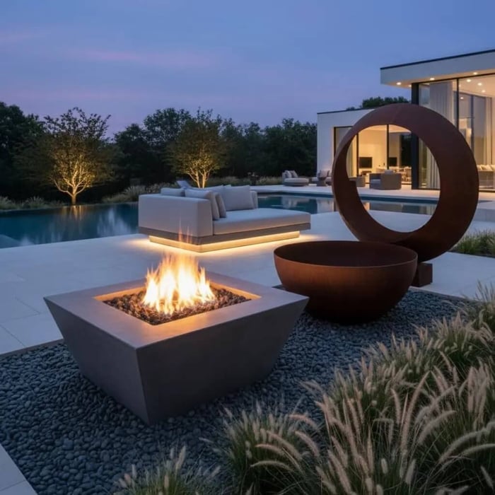 sculptural fire bowls for luxury outdoor living