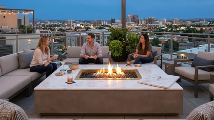outdoor fire pit tables with wide edges