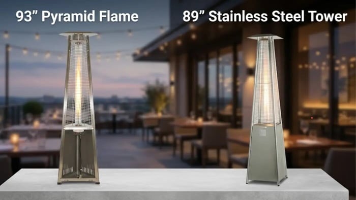 radtec pyramid patio heaters for homes and commercial use