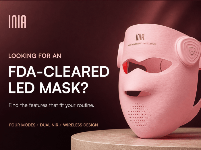 INIA GLOW 4D LED mask with FDA-cleared mask buying guide headline