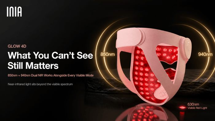 Interior of the INIA GLOW 4D mask illustrating invisible 850nm and 940nm dual near-infrared wavelengths